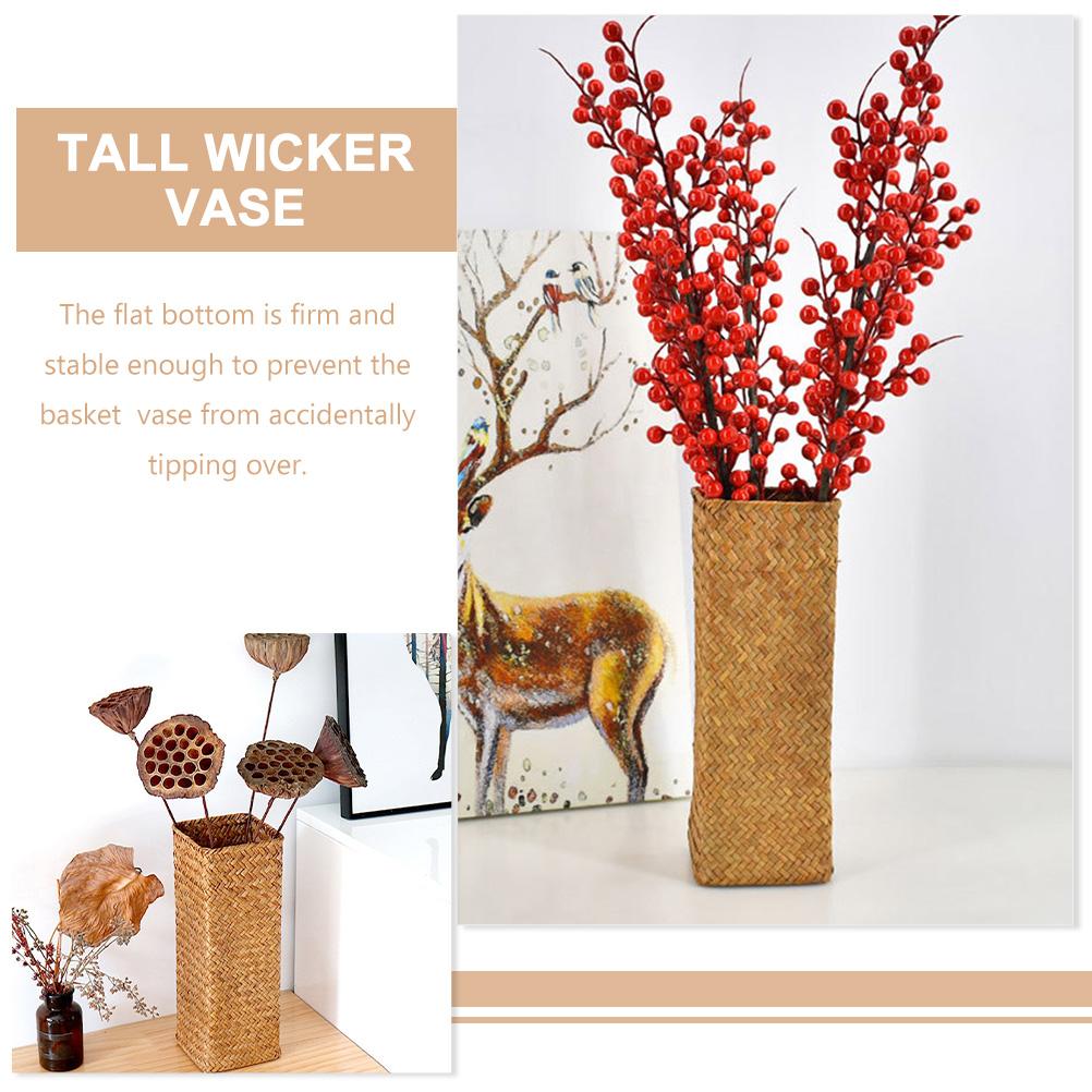 Schöner Halter Kleine Vase Blume Moderner Blumentopf Korb Tulpe Seetang Hoch Weide für Blumen Gewebt