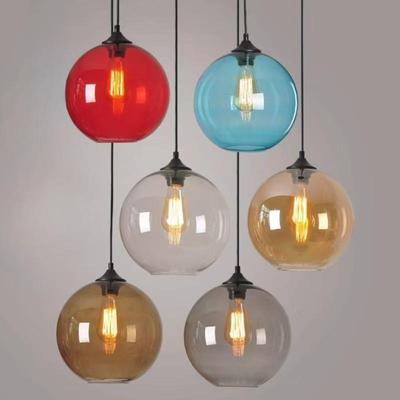 Nordic Retro Single-Head Colored Glass Pendant Light for Cafe or Bar