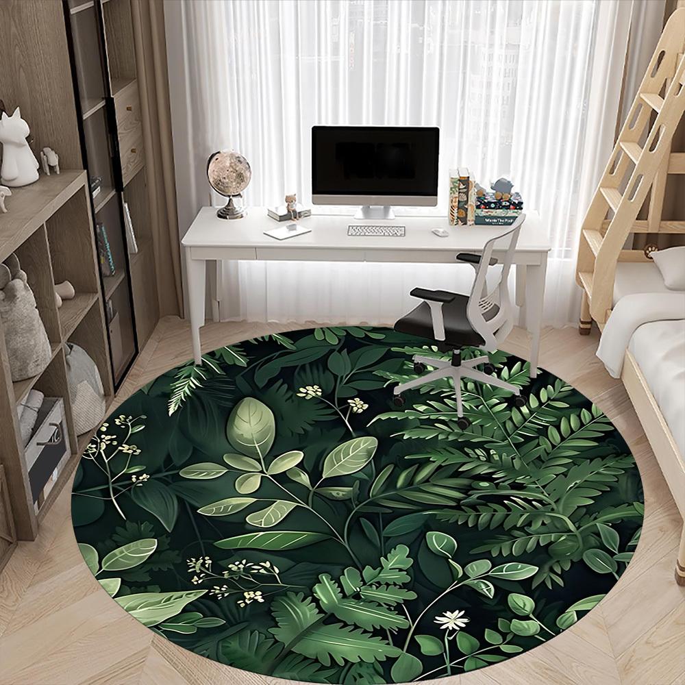 1pc Forest Nature Office Round Area Rug, Indoor Mat Suitable For Office, Under Office Chairs Bedroom Living Room Home Decor, Room Deco