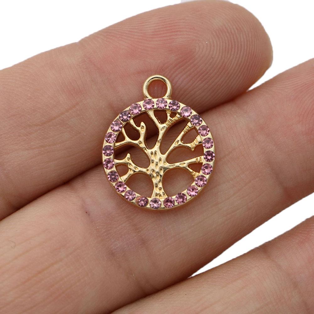 10Pcs Silver Plated Crystal Tree Of Life Charm Pendant For Jewelry Making Earrings Bracelet Necklace Accessories Diy Findings