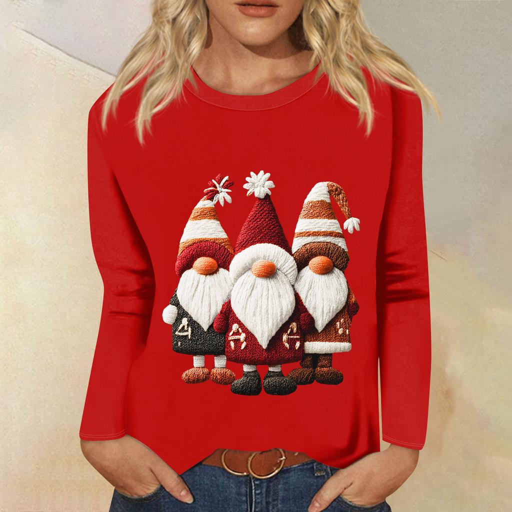 Women's Loose Comfortable Casual Fashion Round Neck Christmas Print Long Sleeve Hoodie