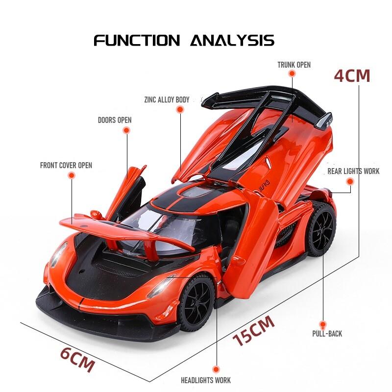 1/32 Scale Koenigsegg Jesko Zinc Alloy Model Car, with Light & Sound & Pull-Back Diecast Toys Gifts Collections Decorations For Boys