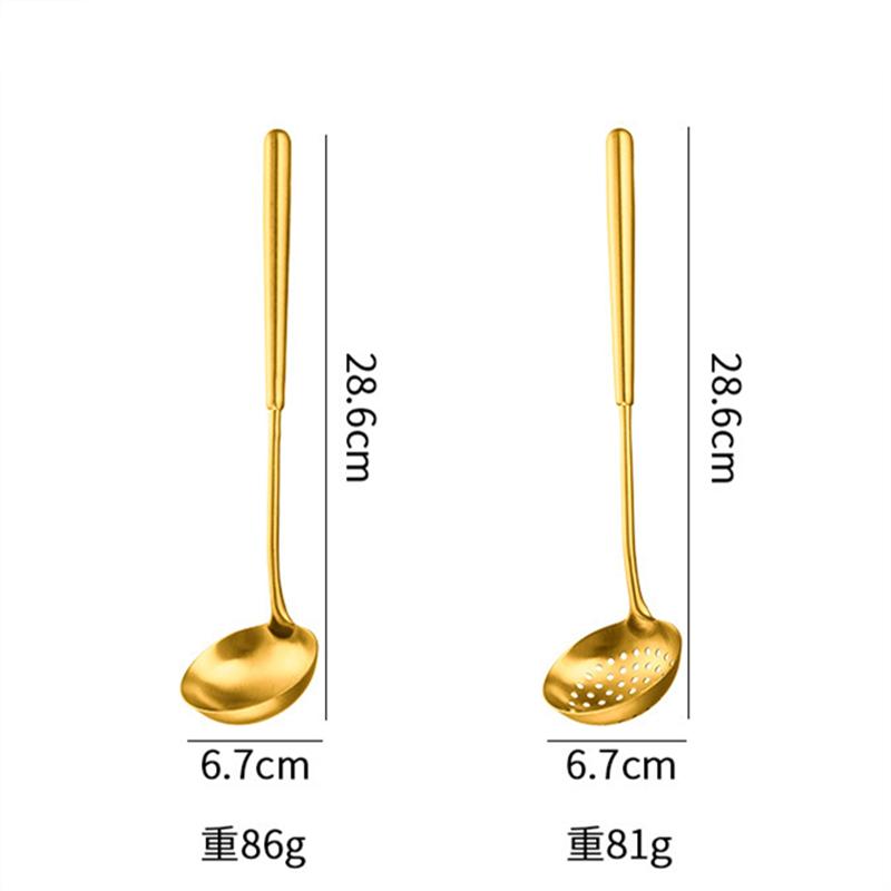 Golden 304 Stainless Steel Colander Spoon for Kitchen Long Handle Ladle Anti-scalding Restaurant Food Oil Fitlter Household