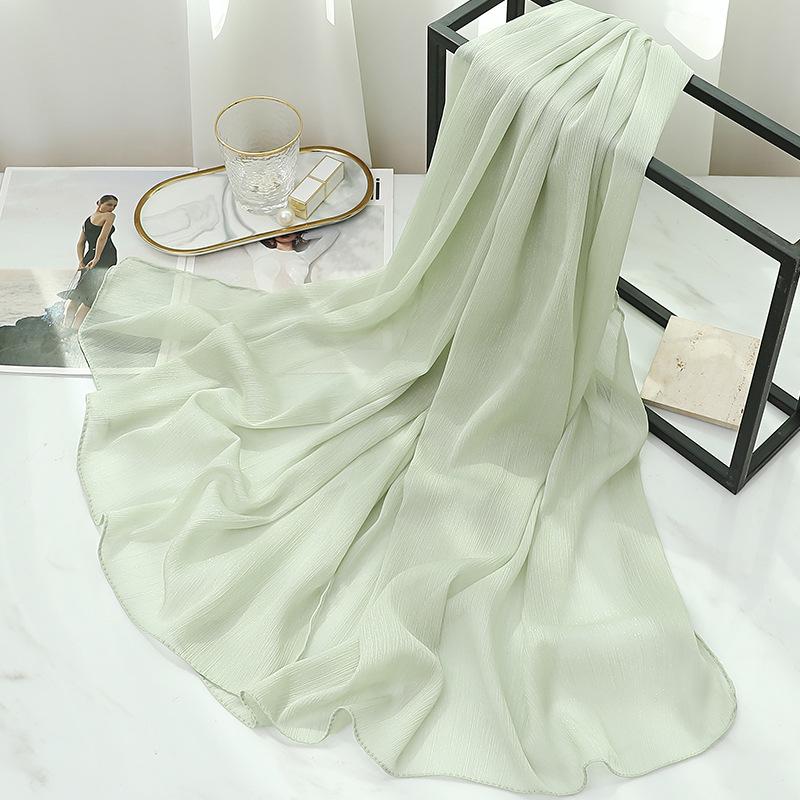 170X70Cm Silk Scarf Shawl Solid Southeast Asian Headscarf Large Travel Shawl Versatile Textured Chiffon Scarf Wrap Poncho Hijabs