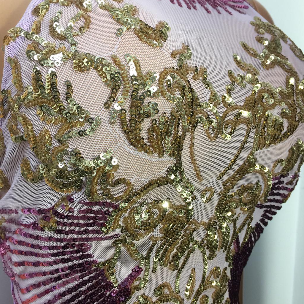 Fashion Women's Sequins See-through Backless Evening Dress