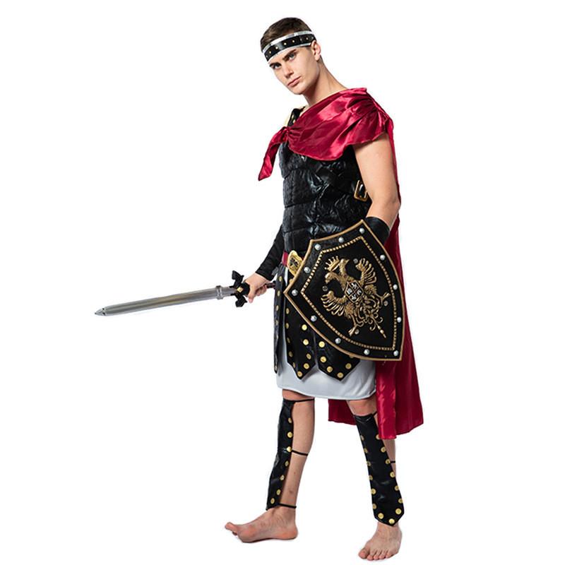 Roman Warrior Costume For Stage Performance With Polyester Fabric For Halloween