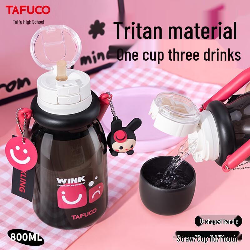 TAFUCO Tritan Dual-Drink Sports Water Bottle