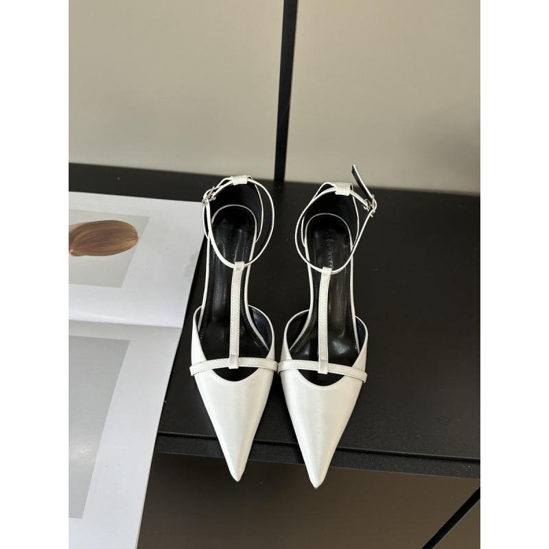 Retro Temperament Fashionable T-Strap Shallow Mouth Single Shoes Pointed Thin Heel Buckle Sandals