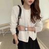 Elegant Twist Knitted Cardigan Sweater Women Korean Fashion Round Neck Pearl Buckle Cardigans Woman Long Sleeve Loose Tops 28043