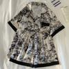 New Chinese Ink Painting Printing Short-Sleeved Shorts Women'S Summer Temperament Style Loungewear Can Be Worn Outside