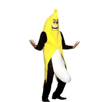 Halloween Adult Banana Costume, Knitted, Composite Sponge Fruit Show Solid Color Stage Costume Halloween