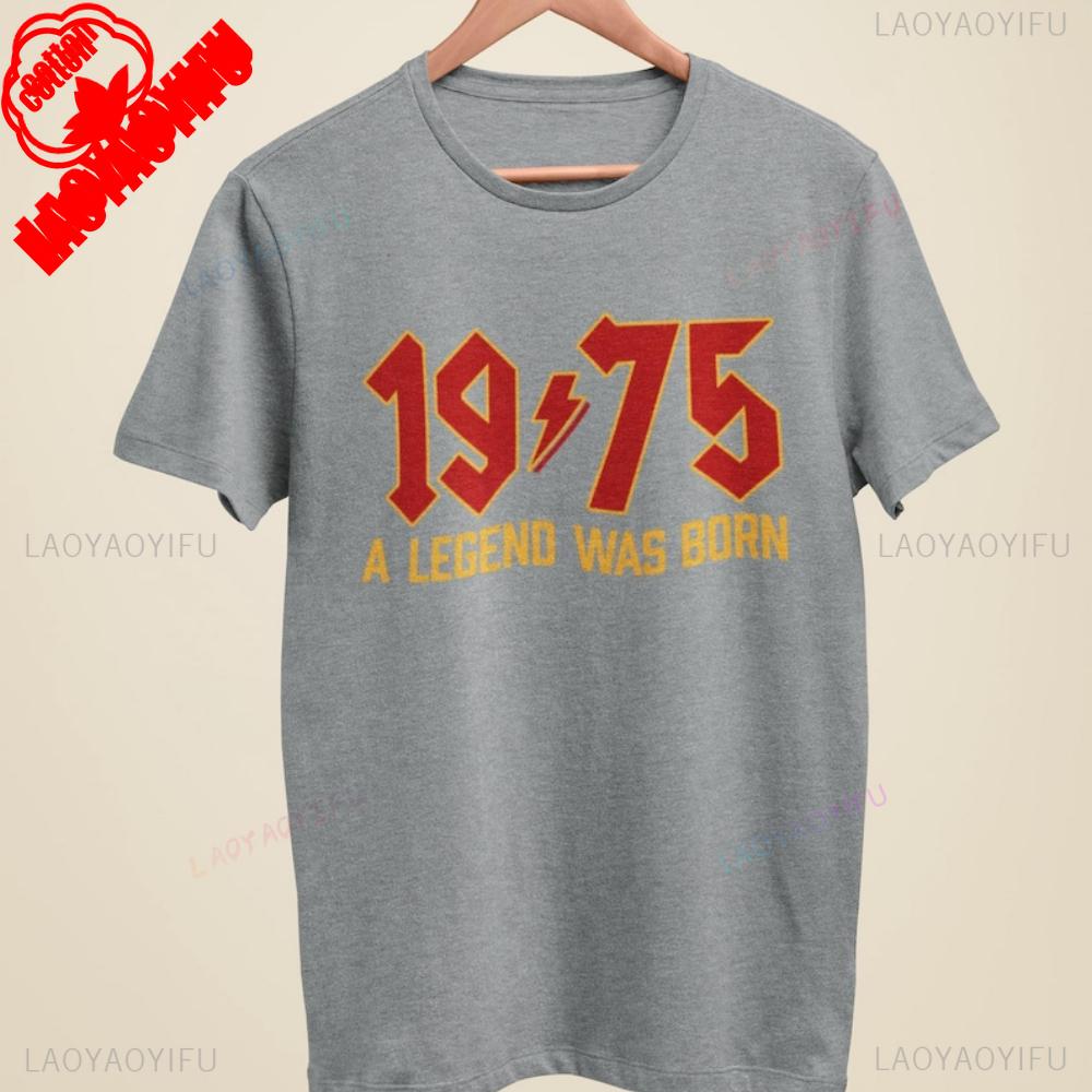 50th Birthday T Shirt 2025 1975 A Legend Was Born Retro Heavy Metal Rock Music Style Fiftieth Gifts for Him Personality Tops