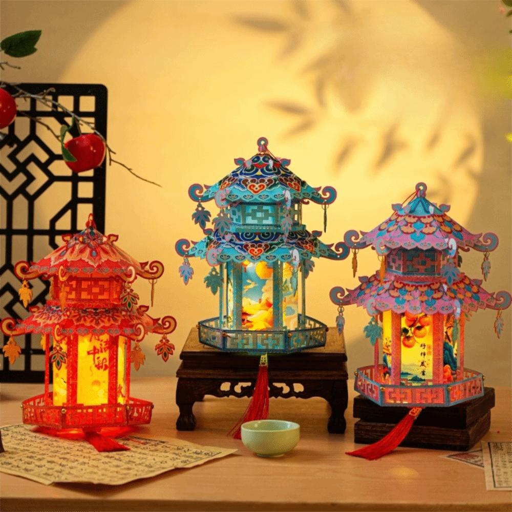 Pavilion Shape Mid-Autumn Festival Lantern Kindergarten Craft Lantern Lantern Festival