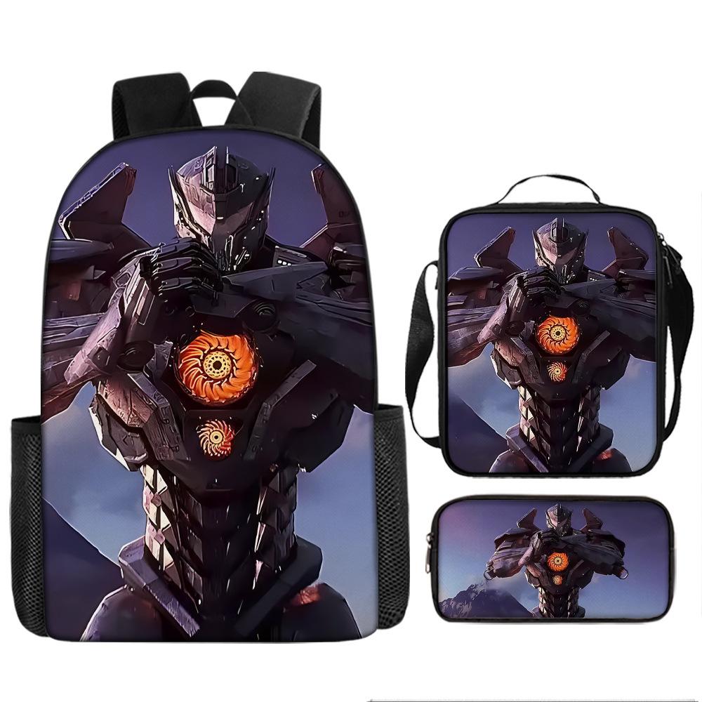 Pacific Rim schoolbag, primary and secondary school students, boys, mecha war, monster backpack, kindergarten burden reduction three-piece set