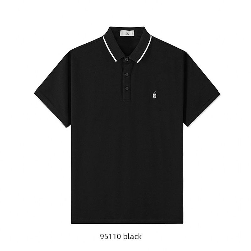 American-Style Casual Embroidered Color-Blocked Lapel Knit Polo Shirt for Men, Short-Sleeve Summer Collared T-Shirt, Export Men's Clothing
