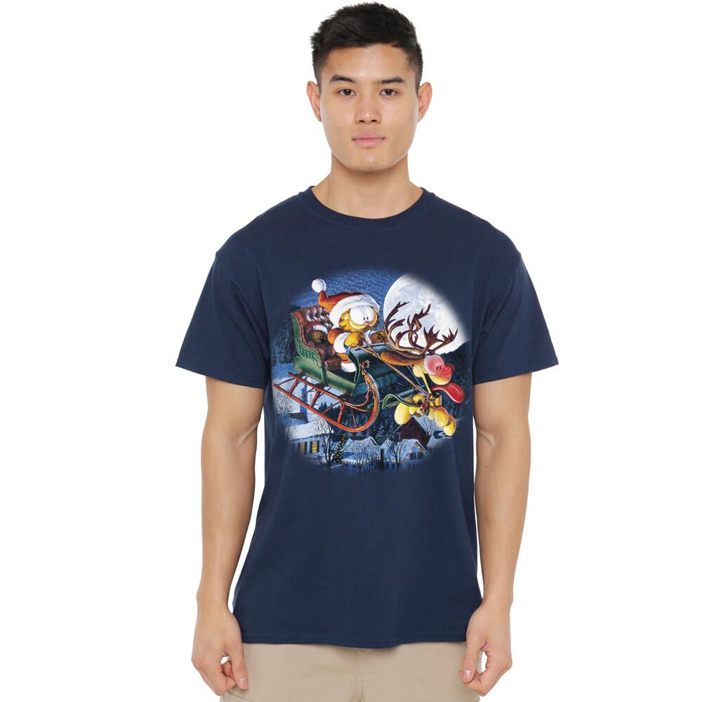 Garfield Moonlight Ride T-Shirt S-5XL Navy S