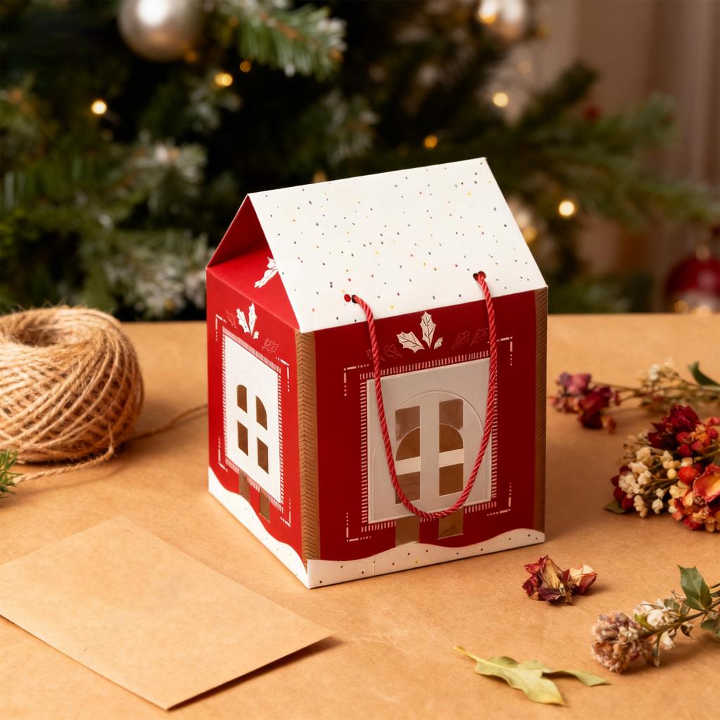 House Shaped Gift Boxes Christmas Treat Boxes Candy House Christmas Favor Gifts Box Bags Wrapping Container For Xmas Party