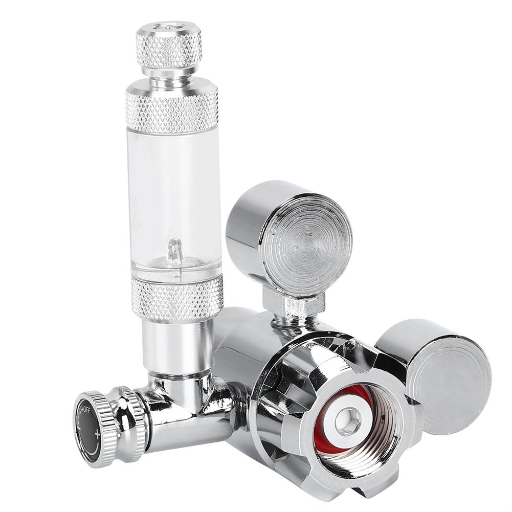 Stainless Steel Aquarium CO2 Bubble Regulator Counter Water Plants Cylinder Flow Valve