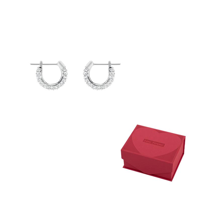 Swarovski Stone Faux Crystal Stone Earrings Womens One Size-Love Red Gift Box