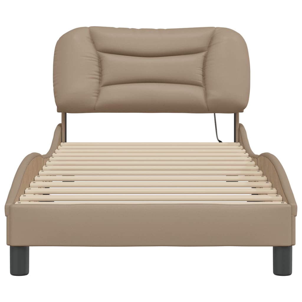 LED Bed Frame without Mattress  Hvar  Cappuccino Brown 90 x 190 cm