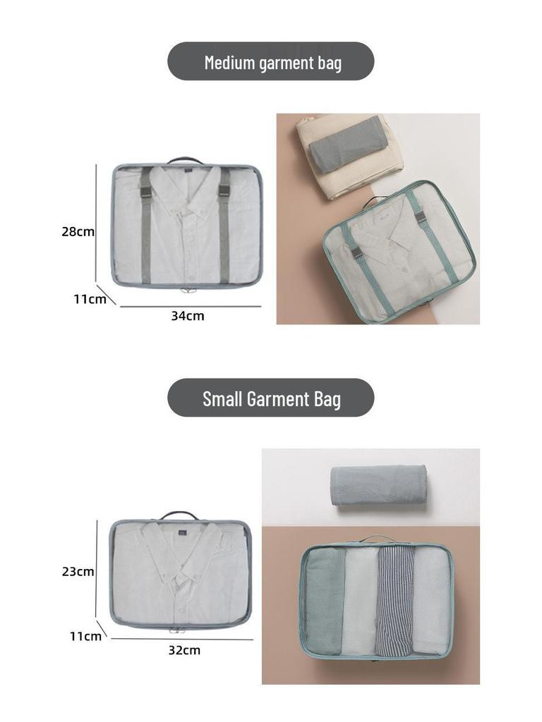 Eight-Piece Waterproof Travel Storage Bag Set for Business Trips - Large Capacity