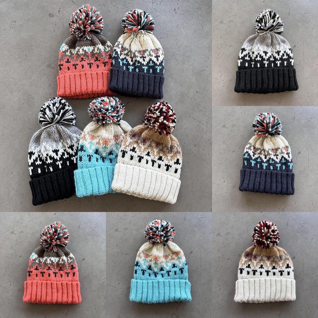Knit Hat For Women Autumn Winter Geometric Pattern Warm Wool Beanie For Casual Wear
