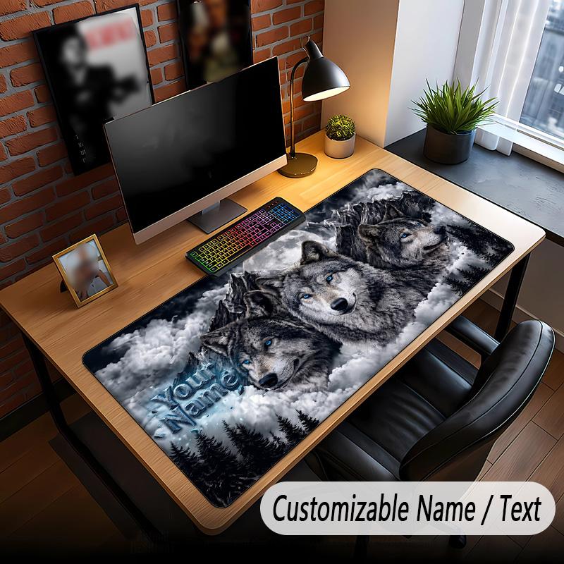 Wolf-Thema Benutzerdefinierte Mausmatte Personalisiert Mit Namen Text Angepasste Schreibtischmatte Für Büro Heimdekoration