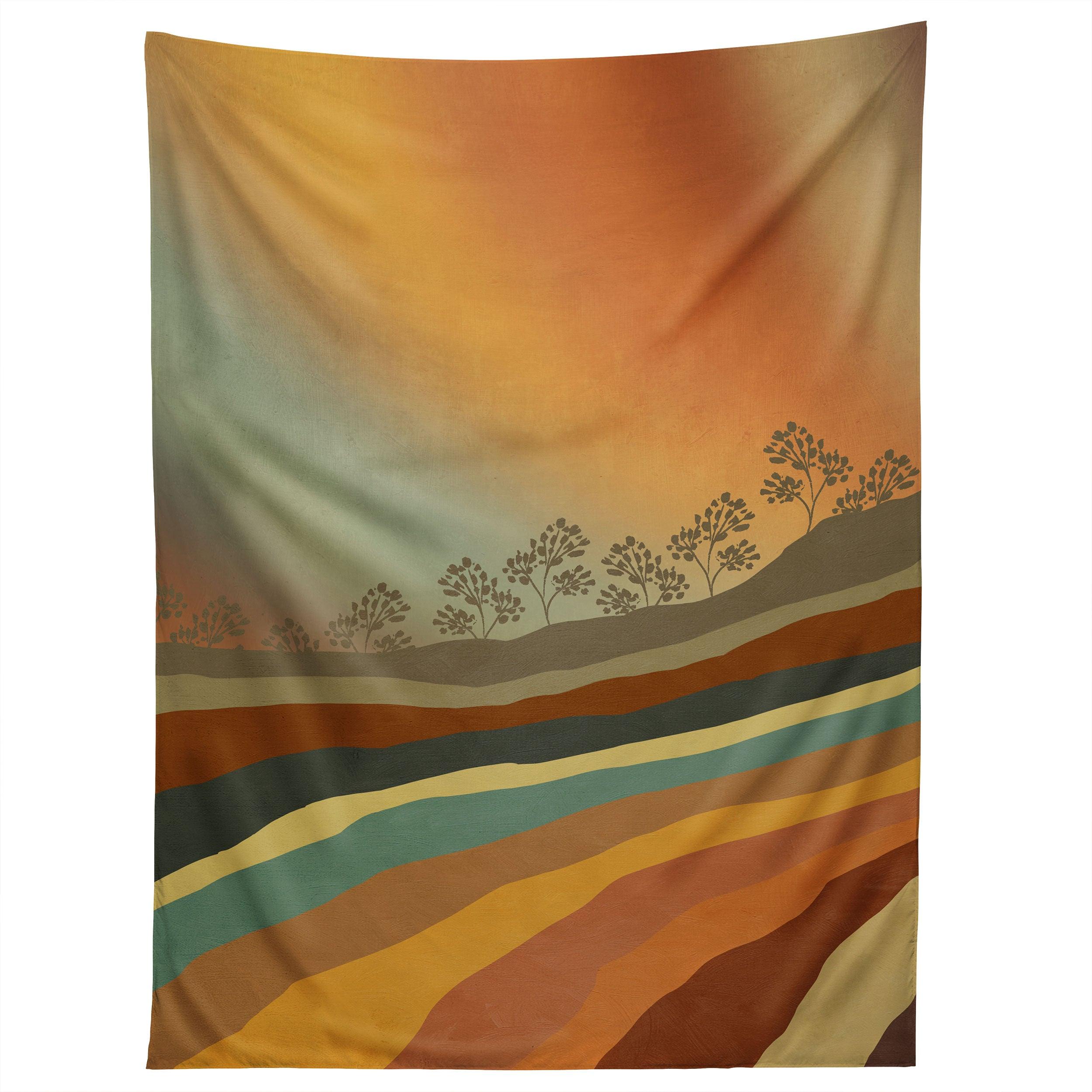 ABSTRACT RETRO LANDSCAPE 01 tapestry 75x100