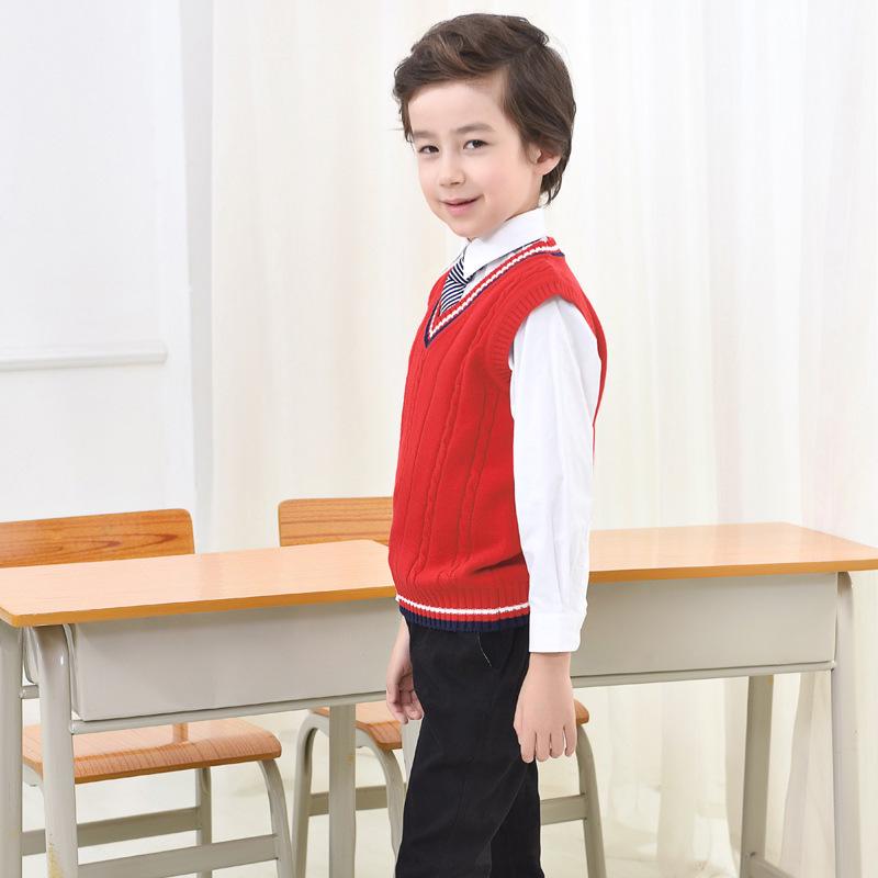Kids' Cotton Knitted Sweater Vest for Boys & Girls - Autumn/Winter School Uniform