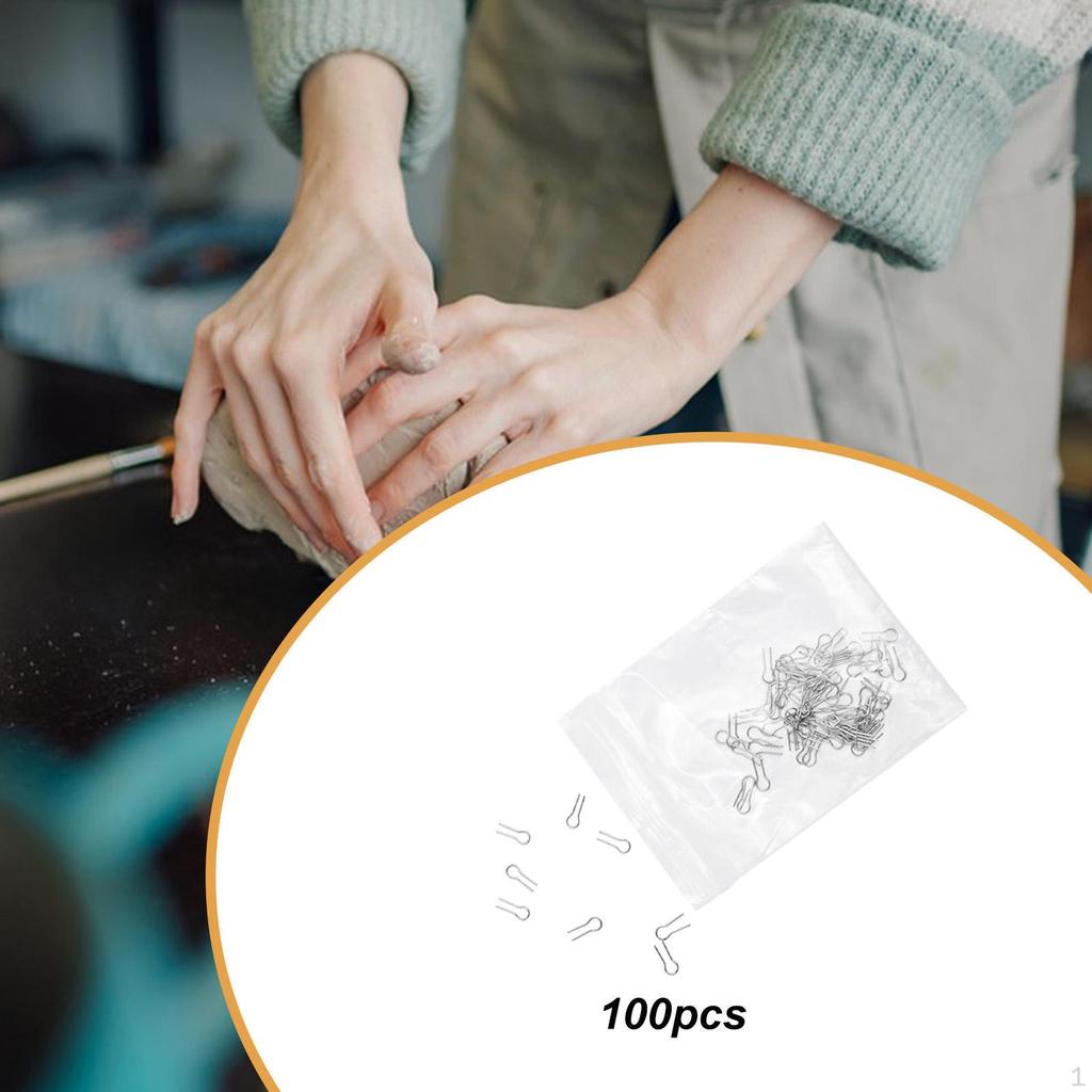 100 Pieces Hanging Pins Alloy Wire Jump Rings Mini Firing Accessories for Ceramic Ornaments
