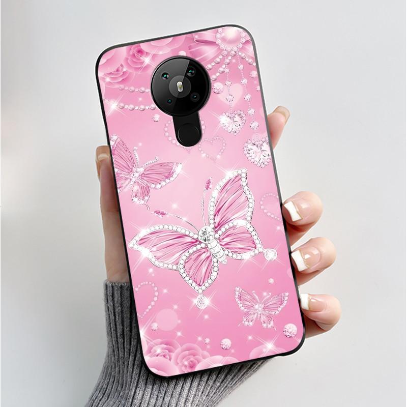 Printing Pattern Case For Nokia 5.3/Nokia 5.4/Nokia 3.4 Coque Soft Silicone Black Shell Cover Cute Flower Cartoon Casing Fundas