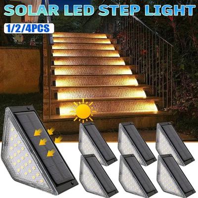 Warmes Licht LED Solar Schritt Lampe Pfad Treppen Outdoor Garten Lichter Wasserdichte Balkon Licht Dekoration für Terrasse Treppen Zaun Licht