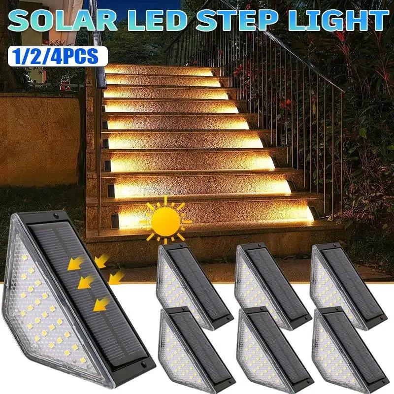 Warm Light LED Solar Step Lamp Path Stair Outdoor Garden Lights Waterproof Balcony Light Decoration for Patio Stair Fence Light