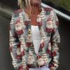 Women's Fashion Christmas Printed Long Sleeve Knitted Cardigan Button Down Jacket