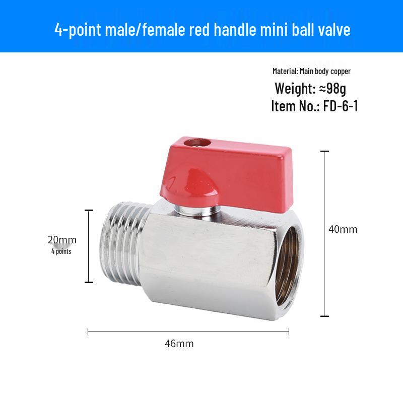 Super Short Mini Brass Ball Valve, 1/8" - 1/2" Thickened Male & Female Valve Switch