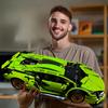 Set de asamblare mașină sport high-end cu 1624 de piese, Set model mașină de curse verde, Blocuri de construcție Abs, pentru Decorarea Sufrageriei și Dormitorului