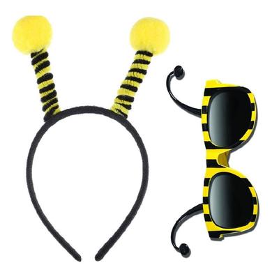 Damen Herren und Kinder Partykostüm Cosplay Zubehör Biene für Haarreif Brillen Set
