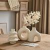 Creative White Ceramic Vase Ornaments Living Room Flower Instrument Geometric Shape Dining Table Top Home Decoration Ornaments