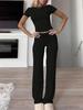 2026 European Casual Short-Sleeve Top & Long Pants Set for Home, Sports & Yoga
