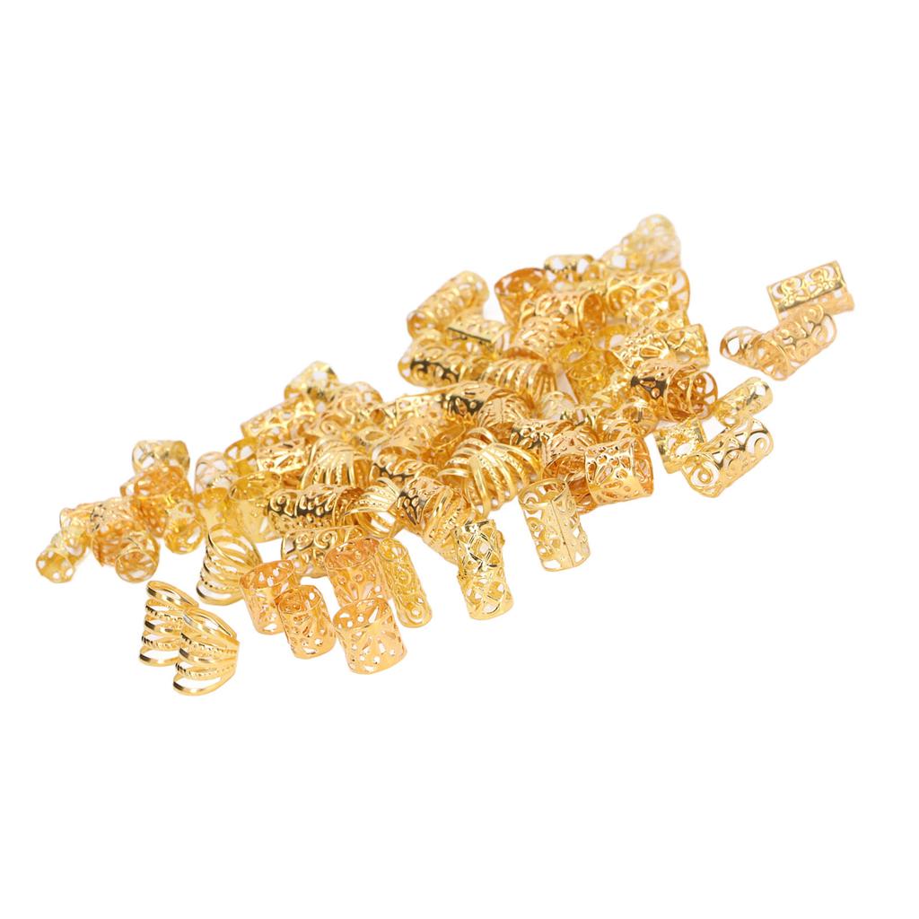200pcs Dreadlocks Hair Rings Hollow Out Exquisite Patterns Alloy Hair Braiding Jewelry Coils Silver
