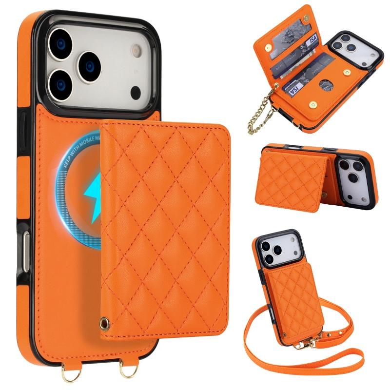 For iPhone 18 Pro Max 17 Air 17E 16E 16 Plus 15 14 13 12 11 Magnetic Leather Wallet Card Phone Case Crossbody Lanyard Flip Cover