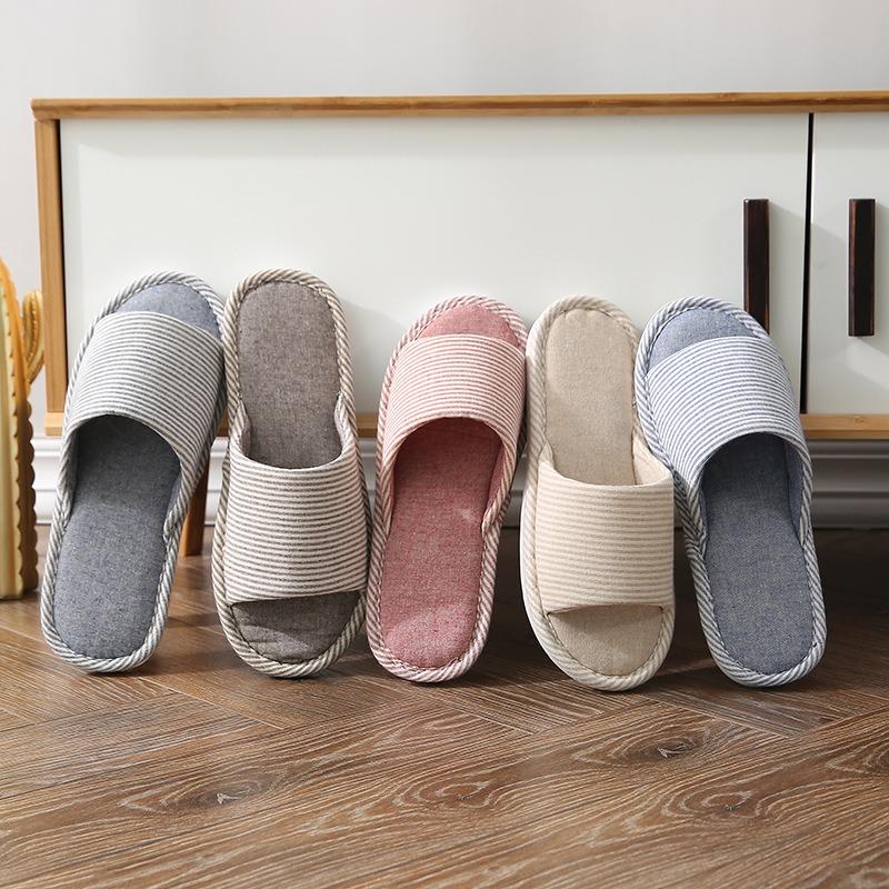 Gestreifte Damen Hausschuhe Hausschuhe Flip Flops Frau Weiche Sohle Indoor-Hausschuhe Offene Zehenpartie Paarschuhe