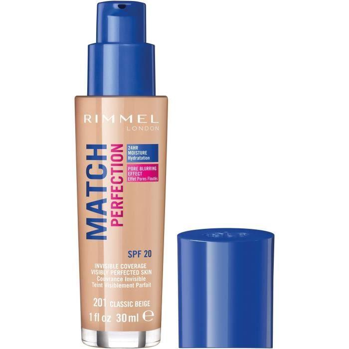 RIMMEL Fond de teint Nu Protege Match Perfection - 201 Classic Beige - 30 ml