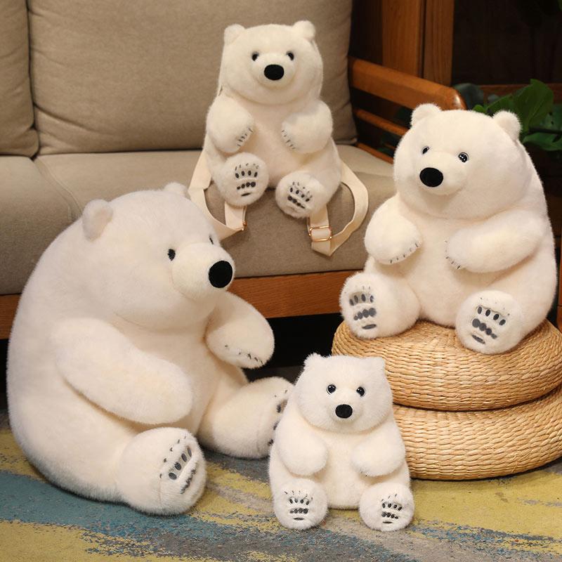 23–45 cm, kreativer Simulations-Cartoon-Eisbär-Rucksack, Plüschtier, weich ausgestopfte süße Tierpuppentasche für Mädchen und Kinder, Geburtstagsgeschenk