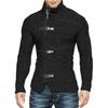 2026 Autumn/Winter Men's Plus Size High Neck Sweater Cardigan with Leather Buckle - European & American Style Long Sleeve Knit Coat