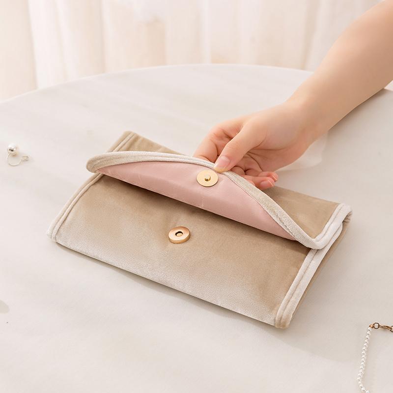 Foldable Jewelry Case Roll Travel Jewelry Organizer Portable For Journey Earrings Rings Diamond Necklaces Brooches Storage Bag