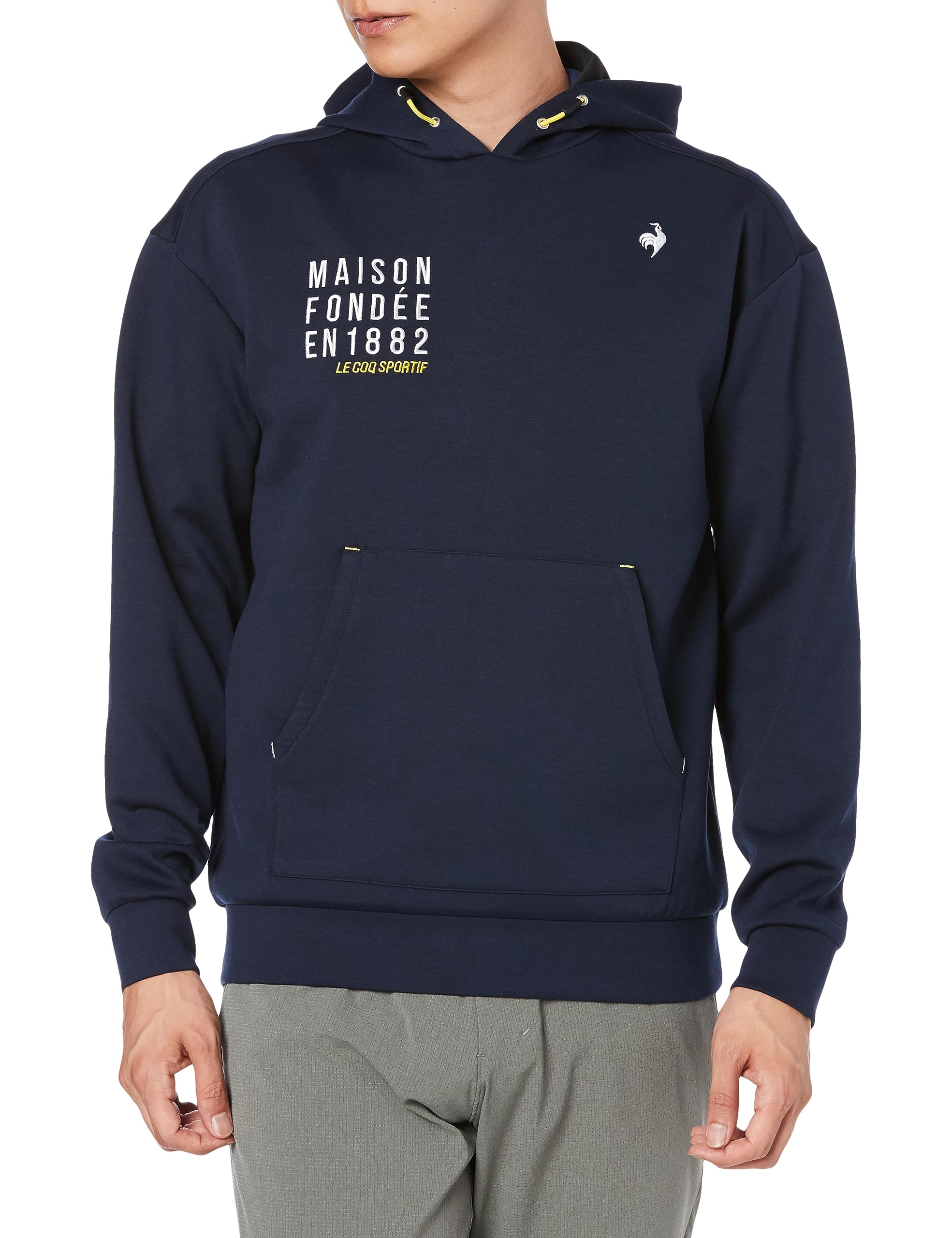 

Coq Sportif Cut and Sew Hoodie Parka Cardboard Knit Stretch Sweat Absorbent Golf QGMWJL54 NV00 L [Le Golf] Men s (Navy)