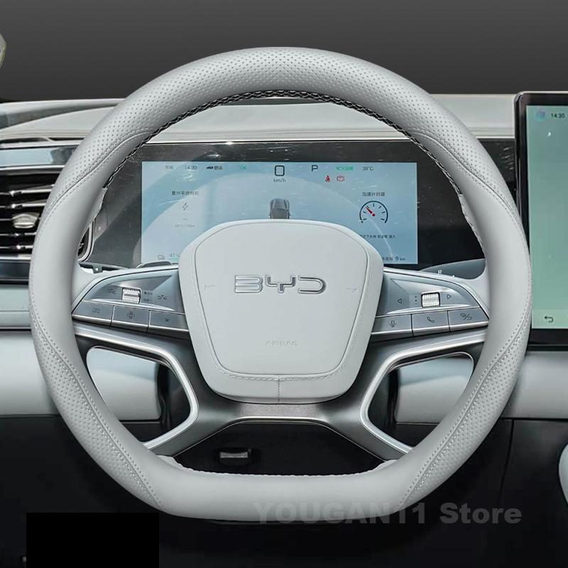 Leather Car Steering Wheel Cover For BYD Sealion 7 Dolphin Seal U Dm I 2020-2025 Auto Interior Byd Shark 06 Accessories 2025