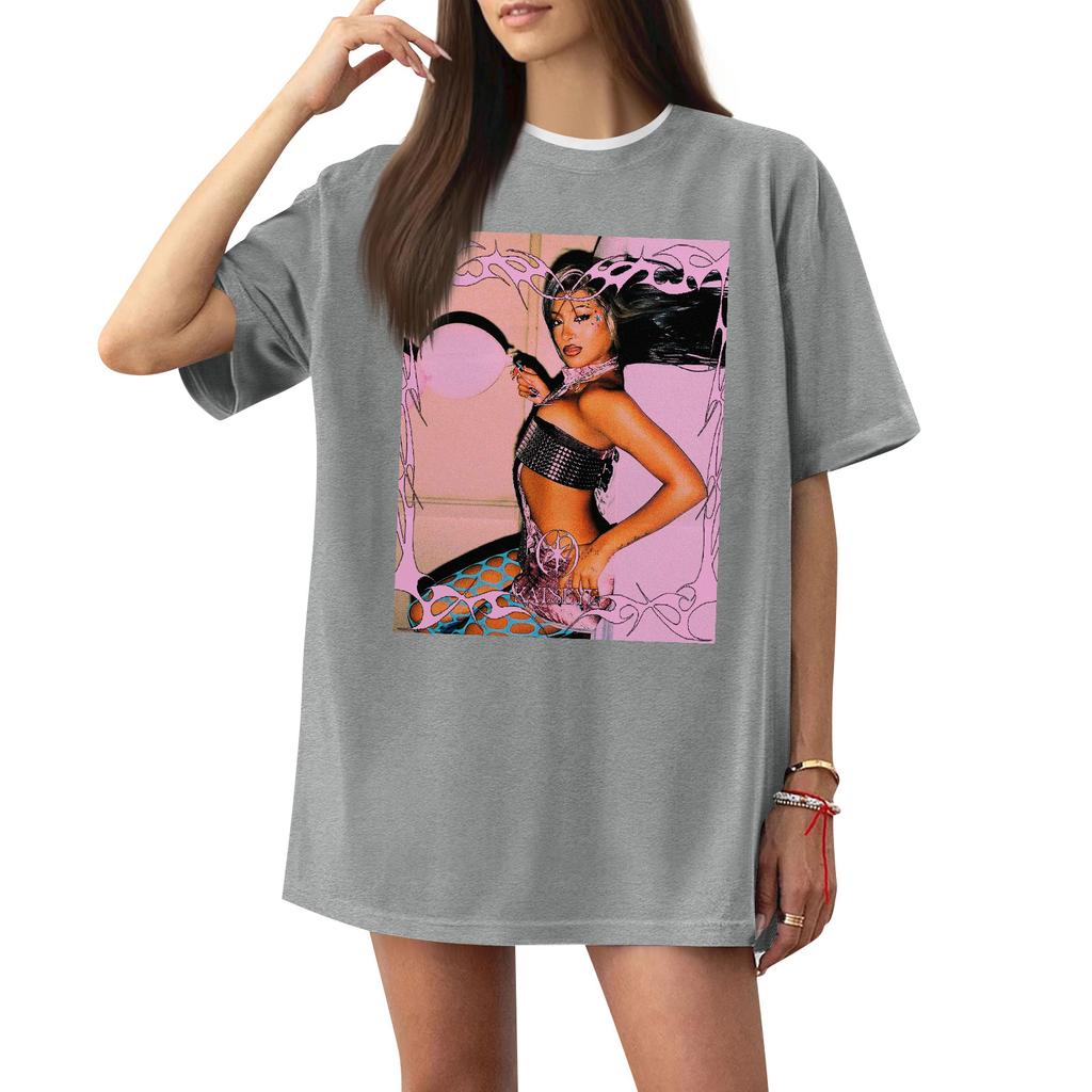 Women's Casual Printed T-Shirt Round Neck Pullover Short Sleeve Top