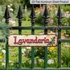2D Flat, Style "The Word "Lavanderia" with Floral Designs"Rural Aluminium Decorative Sign - Simple Metal Decoration for Homes, Farmhouses, Bathrooms
